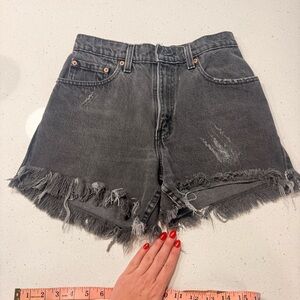 Distressed Black Denim Shorts Orange Label Levi’s size Women 27